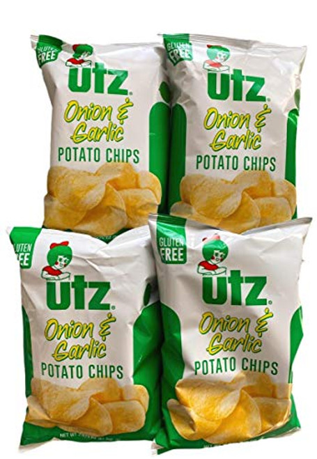 Utz Quality Foods Potato Chips Onion and Garlic Gluten Free 2.875 oz -Pack of 4-