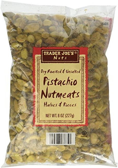 Trader Joes Dry Roasted and Unsalted Pistachio Nutmeats Halves and Pieces 8 oz Trader Joes Dry Roasted and Unsalted Pistachio Nutmeats Halves and Pieces 8 oz