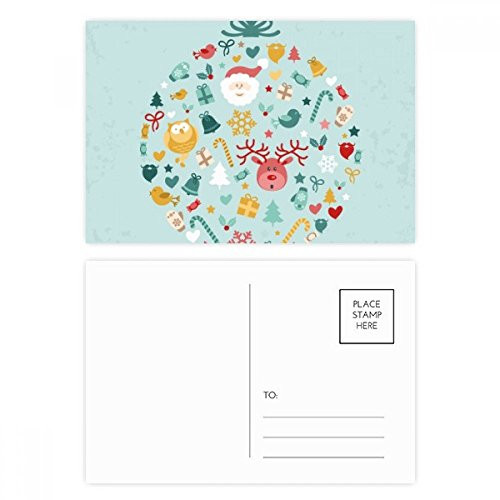 Merry Christmas Circle Cartoon Portrait Postcard Set Birthday Mailing Thanks Greeting Card
