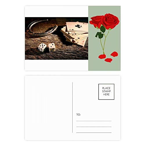 Dice Poker Gambling Photo Rose Day Postcard Set Thanks Card Mailing Side 20pcs