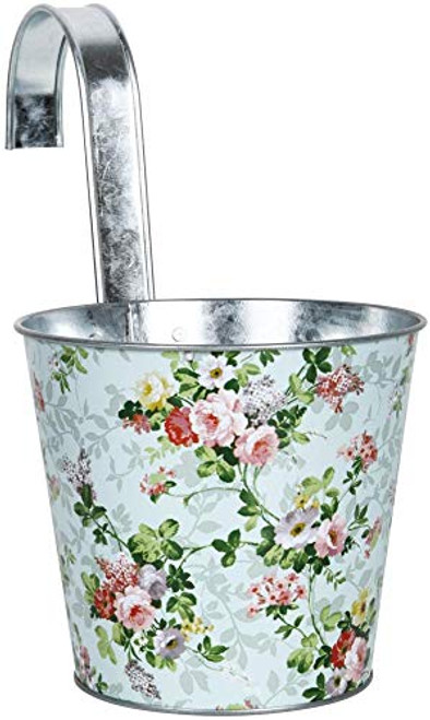 Esschert Design RD47 Rose Print Flower Pot with Hook Multicolor