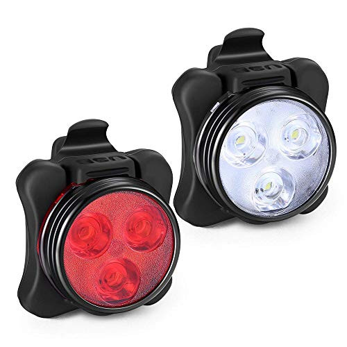 Sikye-Sports Bike Head Front Rear Tail 3 LED Light USB Rechargeable 4 Mode Headlight Taillight Bright Front Bicycle Lights for Mountain Roads Night Cycling Bicycle Cycling -White-