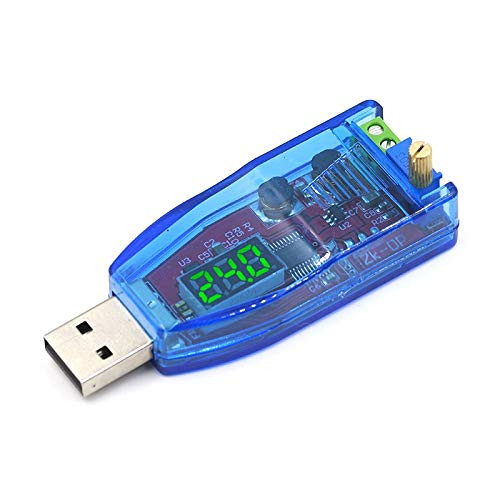 Easy to Assemble LED DC-DC 5V to DC 1-24V Adjustable Potentiometer USB Step Up/Down Buck Boost Converter Power Supply Voltage Regulator Module -Color  Green-