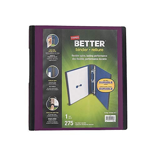 STAPLES 399979 Better 1-Inch D 3-Ring View Binder Plum -22158-Us-