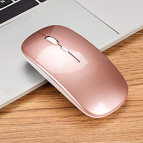 MOHALIKO Wireless Mouse 2.4G Wireless USB Rechargeable Bluetooth 5.0 Silent Gaming Mouse for PC Laptop Rose Gold 2.4G