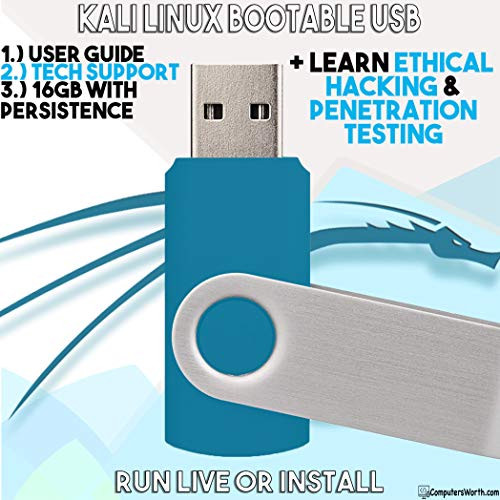 Kali Linux 2020.2 Bootable Live or Install USB 16Gb with Persistence - 64 Bit Penetration Testing Operating System  Plus Ethical Hacking Course  and  Bonus Software Download