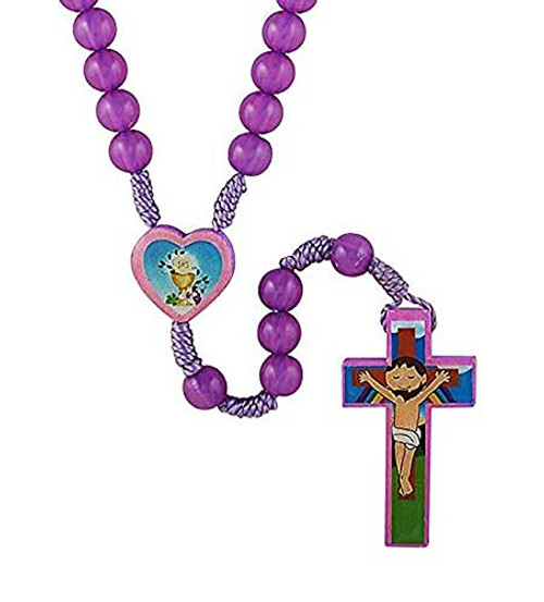 Purple Rosary My First Communion Prayer Beads With IHS Chalice Centerpiece 15 Inch Purple Rosary My First Communion Prayer Beads With IHS Chalice Centerpiece 15 Inch
