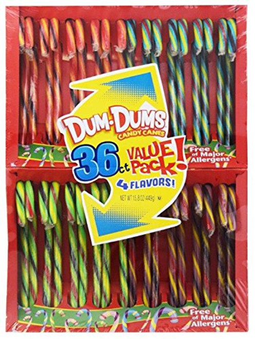 Spangler Dum Dums Candy Canes 4 Flavor Assortment 15.8 Ounce