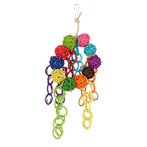 Andraw Valentines Day Present Parrot Sepaktakraw Toy Safe Eco-Friendly Wonderful Parrot Bite Toy Sepaktakraw Circle Colorful for Pets Pets Parrots Birds