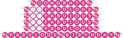Creative Converting Fabulous Birthday Circle Ribbon Banner Pink