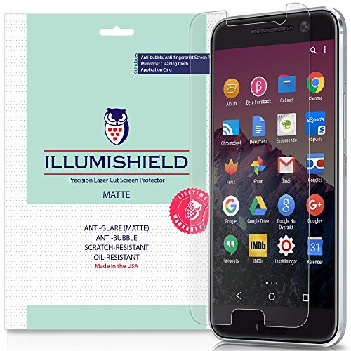 iLLumiShield Matte Screen Protector Compatible with HTC 10 -One 10M10--3-Pack- Anti-Glare Shield Anti-Bubble and Anti-Fingerprint PET Film