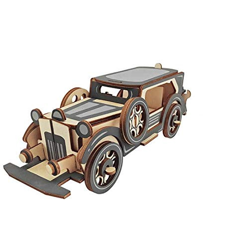 Natural Wood 3D Puzzle Antique Car Wooden Jigsaw Craft Building Set