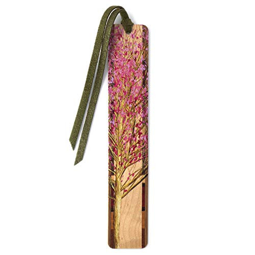 Cherry Tree Handmade Wooden Bookmark with Green Suede Tassel - Search B076XDVSYC to See Personalized Version