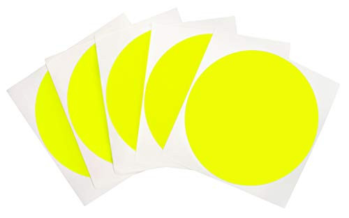 ChromaLabel 4 Inch Round Removable Color-Code Dot Stickers Inventory Labels 100/Pack Fluorescent Yellow