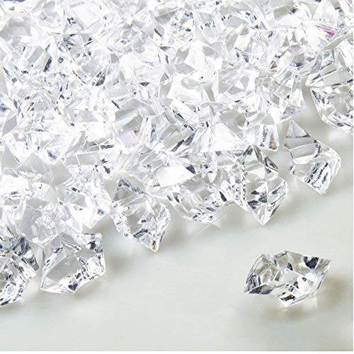 2Krmstr 100Pcs Fake Crystals Ice Rock Clear Acrylic Gems Fake Crushed Ice Cubes for Vase Filler Party Table Scatter Wedding Arts Crafts Home Decoration