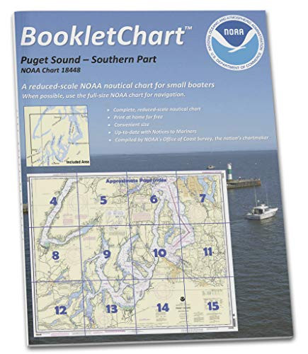 Paradise Cay Publications NOAA BookletChart 18448 Puget Sound-Southern Part Handy 8.5 inch x 11 inch Size. Paper Chart Book Designed for use Aboard Small Craft