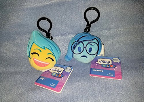 Disney Inside Out Reversible Plush Emoji Backpack/purse Clip Set: Joy - Sadness