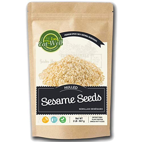 Eat Well Premium Foods - Sesame Seeds 2 Lbs - 32oz Hulled White Sesame Seeds - Bulk Spices- - Fresh Hulled Sesame Seeds for Cooking and Baking