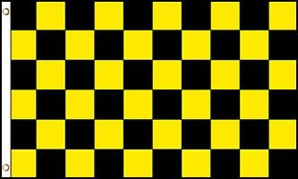 2X3 Black  and  Yellow Checkered Polyester Nylon Flag 2X3 ft House Banner Grommets Double Stitched Fade Resistant Premium Quality