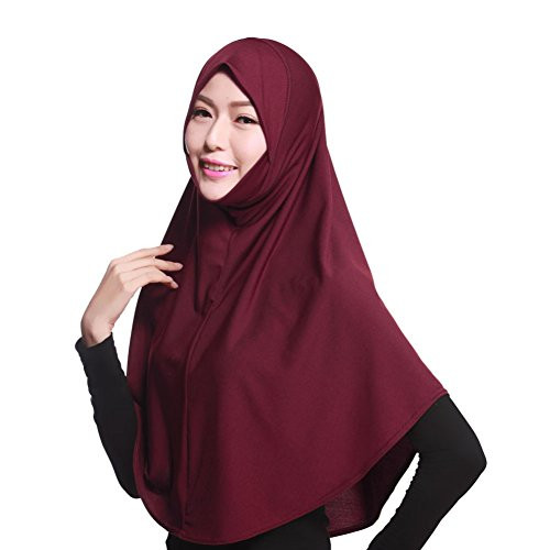 Daxin Muslim Hijab Amira Islamic Solid Soft Scarf Long Hejab Head Shawls Wine Red