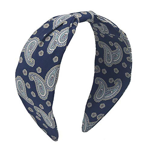 MHDGG Flower Knot Headband for Women GirlsWide Headbands Turban Headband Hair Band Vintage Bandana Hairband Elastic Hair Hoops Hair Accessories for Women and GirlsNavy