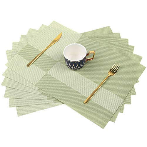 Sayopin Placemats Placemats for Dining Table Set of 6  Heat-Resistant Non-Slip Woven Place Mats for Kitchen Table Mats Vinyl Stain Resistant Christmas Placemats -6Green-