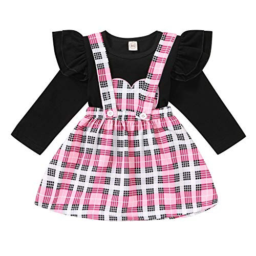 Valentines Day Outfit for Baby Girl Skirt Set Ruffle Shirt Love Heart Suspender Dress Spring Outfits for Toddler Girls -Pink 4-5T- Valentines Day Outfit for Baby Girl Skirt Set Ruffle Shirt Love Heart Suspender Dress Spring Outfits for Toddler Girls -Pink 4-5T-