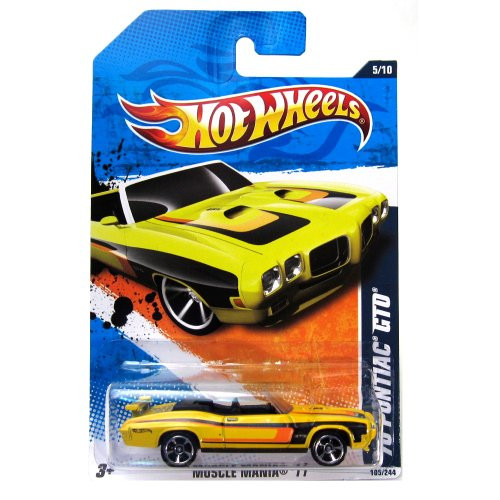 2011 Hot Wheels 70 Pontiac GTO Yellow 105/244