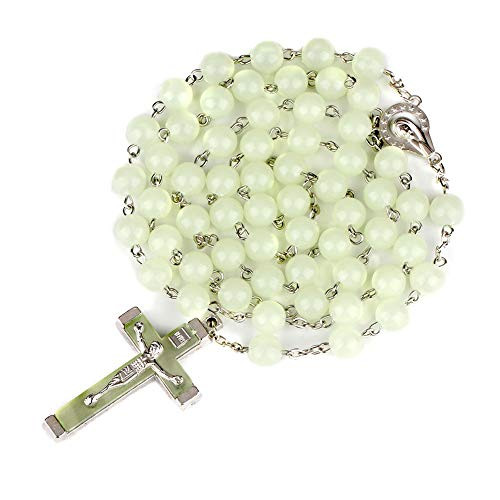 Rosary Beads Luminous Noctilucent Necklace Catholicism Religious Jewelry Party Gift Prayer 8mm -Green- Glow In The Dark Rosary