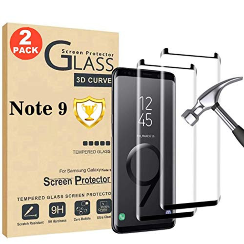 Galaxy Note 9 Screen Protector?2 Pack?Tempered Glass Film Full Coverage 9H Hardness Anti-Scratch Anti-Bubble 3D Curved Tempered Glass Screen Protector for Samsung Note 9