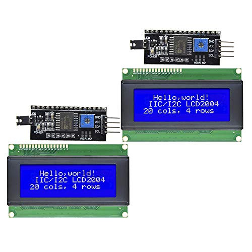 Aideepen 2PCS 2004 I2C LCD Display Blue Backlight 20x4 Character Module with IIC/I2C/TWI/SPI Serial Interface 5V for Arduino Uno/Mega2560