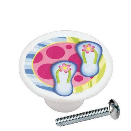 Flip Flops KNOB from Beach Series Drawer Knob Pull Handle Ceramic Circle Round Shape Cabinet Pulls Cupboard Knobs with Screws for Home or Office