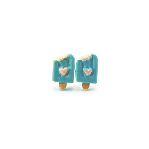 Popsicle Studs Plastic Post Earrings Metal Free Hypoallergenic Blue