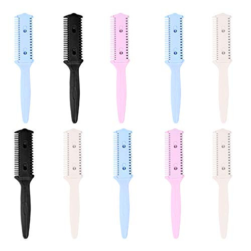 Beaupretty Hair Cutter Comb Dual Side Razor Comb Hair Thinning Comb Haircut Scissor Hair Cutting Tool Trimmer Accessory 10pcs -Random Color-