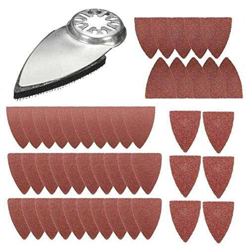 Finger Oscillating Multi Tool Triangle Sanding Pads with 60/80/100/120/240 Sandpaper and Finger Sanding Pad Hook Accessories Kits for Craftsman
