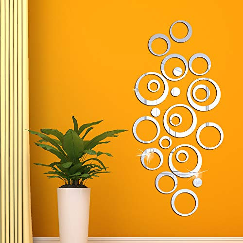 FUNCSDIK Acrylic Mirror Circle Ring Wall Sticker 3D Three-Dimensional Crystal Self-Adhesive Wall Sticker Bedroom Living Room Decoration Sticker FUNCSDIK Acrylic Mirror Circle Ring Wall Sticker 3D Three-Dimensional Crystal Self-Adhesive Wall Sticker Bedroom Living Room Decoration Sticker