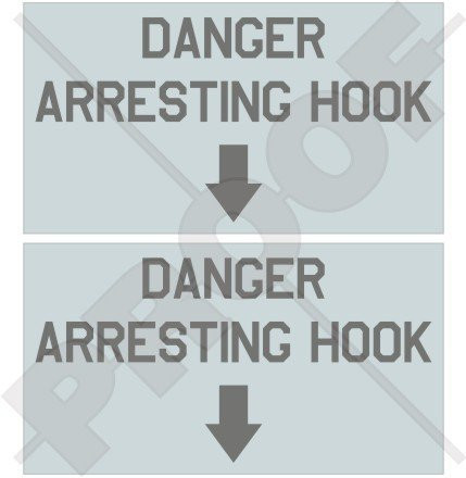 DANGER ARRESTING HOOK LowVis USAF US Navy Aircraft 3 inch -75mm- Vinyl Stickers Decals x2