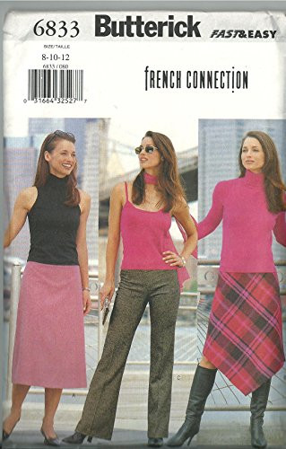 Butterick Sewing Pattern B6833 6833 Misses Size 8-10-12 Easy A-Line Asymmetrical Hem Skirt Pants