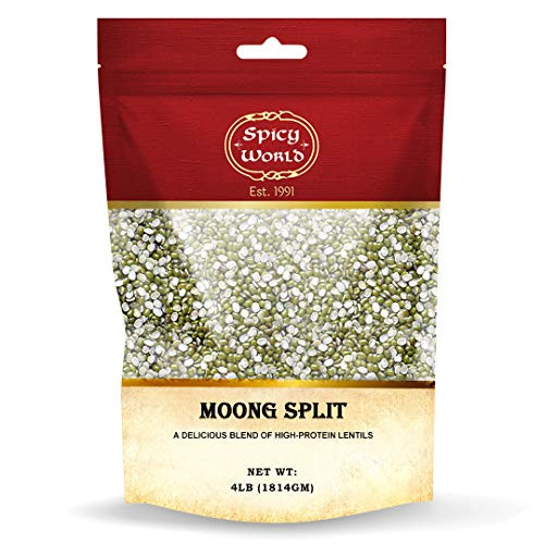 Moong Dal -Chilka- 4 LBS -Mung Split Dry Beans- ~ Indian Golden Lentils ~ 100 percent Natural  and  Pure - by Spicy World