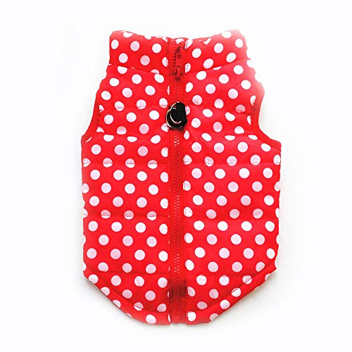 Pet Coat Dog Winter Warm Coat with Zipper Leash Hook Cold Weather Jacket for Puppy Small Dog -XS Red-