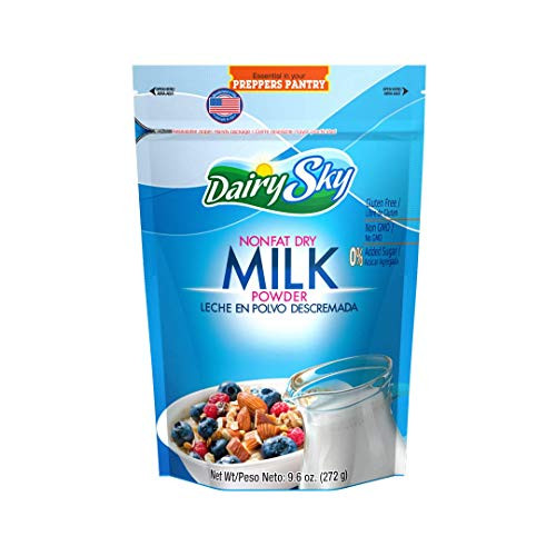DairySky Nonfat Dry Milk Powder-Gluten Free-Non GMO-Trans Fat Free-Product of the USA - Kosher with Protein and Calcium-Baking Ready Great for Travel-Great Substitute For Liquid Milk. 9.6 Oz -272 g-.