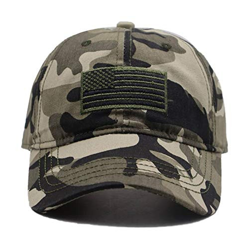 MANMESH HATT American Flag Embroidered Hat Adjustable Washed Distressed Camo Baseball Cap for Men Women -American Flag Camouflage Green one Size-