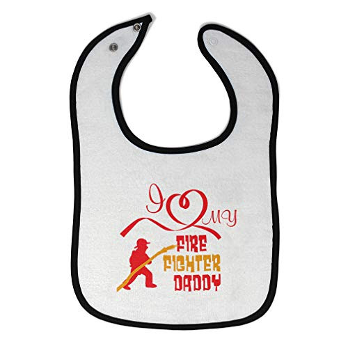 Toddler  and  Baby Bibs Burp Cloths I Love My Firefighter Daddy Dad Fathers Day A Me and Cotton Items for Girl Boy Gifts Ad White Black Design Only