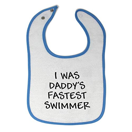 Toddler and Baby Bibs Burp Cloths I was Daddys Fastest Swimmer Fathers Day Daddy Cotton Items for Girl Boy White Blue Design Only Toddler and Baby Bibs Burp Cloths I was Daddys Fastest Swimmer Fathers Day Daddy Cotton Items for Girl Boy White Blue Design Only