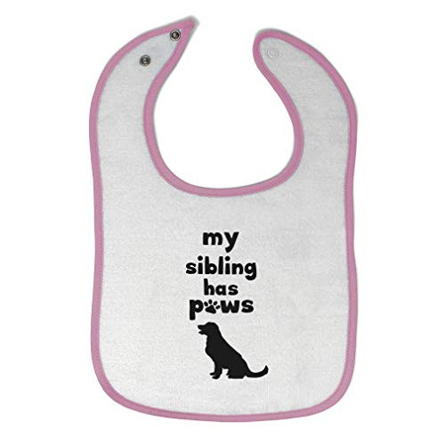 Toddler  and  Baby Bibs Burp Cloths My Sibling Has Paws Dog Lover Pet Cotton Items for Girl Boy Gifts Ai White Soft Pink Design Only
