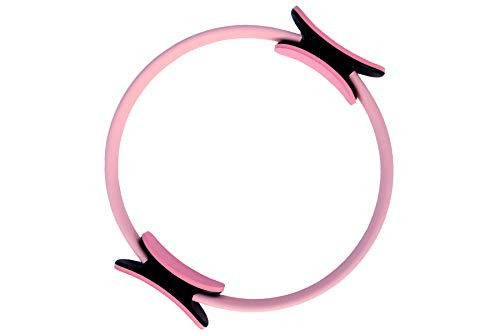 Jun Xuan Pilates Ring - Unbreakable Exercise Workout Fitness Magic Circle for Toning Sculpting Thighs Abs and Legs - Pink