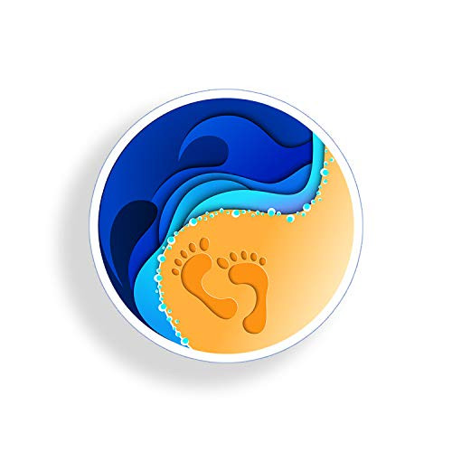 Ocean Wave Footprint Circle Sticker Laptop Cup Cooler Car Vehicle Window Bumper Graphic Beach Vinyl Decal