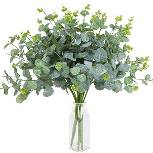 Artificial Eucalyptus Garland Greenery Stems Long Silver Dollar Eucalyptus Fake Silk Leaf Branches Green Bulk for Home Party Wedding Decoration -3 PCS-