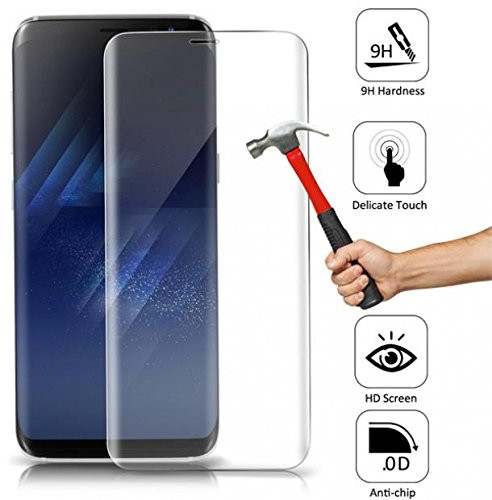 Samsung Galaxy S8 Screen Protector Tempered Glass Screen Protector 9H Hardness HD Full Cover Curved Display Cover -Clear- for Samsung Galaxy S8