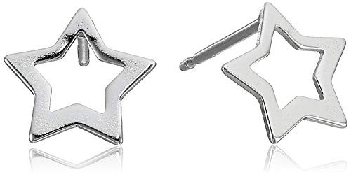 Rhodium Plated 925 Sterling Silver Cutout Star Stud Earrings Rhodium Plated 925 Sterling Silver Cutout Star Stud Earrings